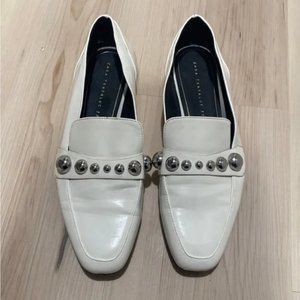 Zara White Loafers with Silver Accents